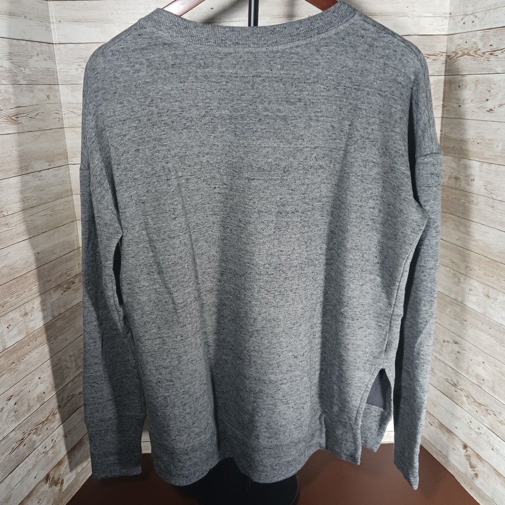 Athleta Sweater Women's Medium Gray Long Sleeve Ribbed Cuff High Low Round Neck - Picture 6 of 9